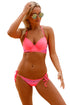 Striped Detail Bright Coral Bikini Swimsuit
